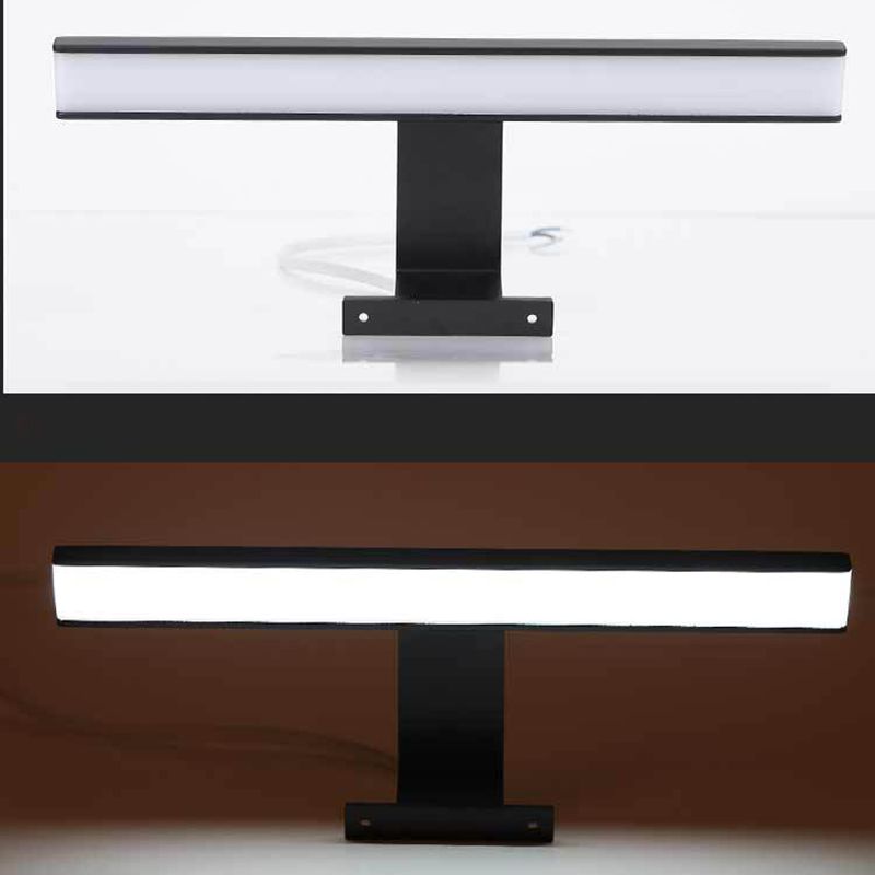 1-Light Metal Linear Shade Wall Sconce Modern Style Mirror Wall Lighting in Black