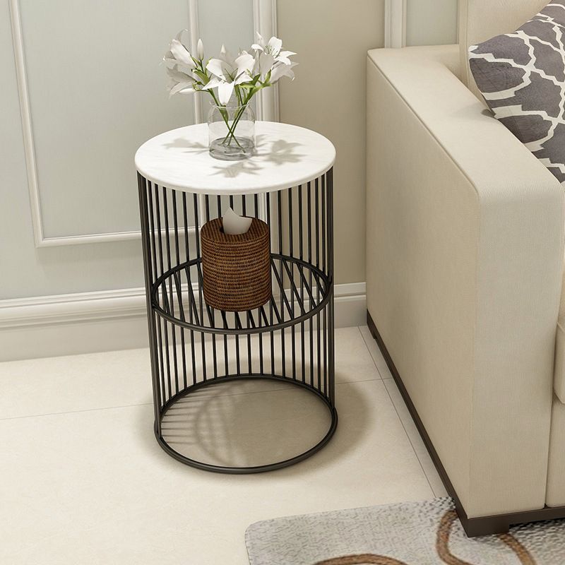 21.65" Tall Contemporary Style Side End Table Metal Frame Round Sofa Side Accent Table