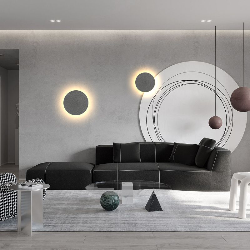 Concrete Circular Wall Sconce Simplicity Living Room LED Wall Lamp