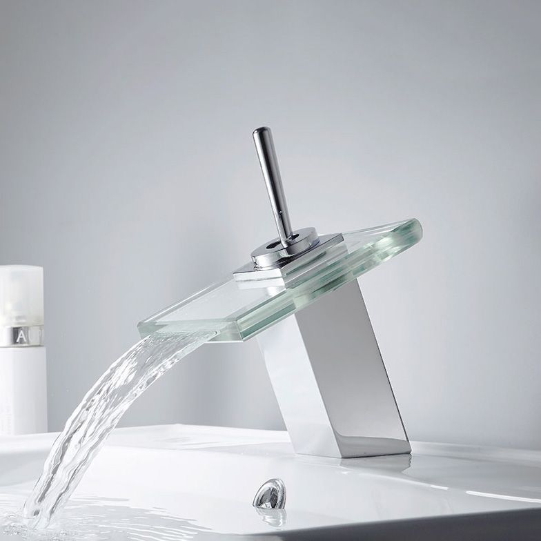 Bathroom LED Faucet Light Lever Handle Waterfall Spout Faucet
