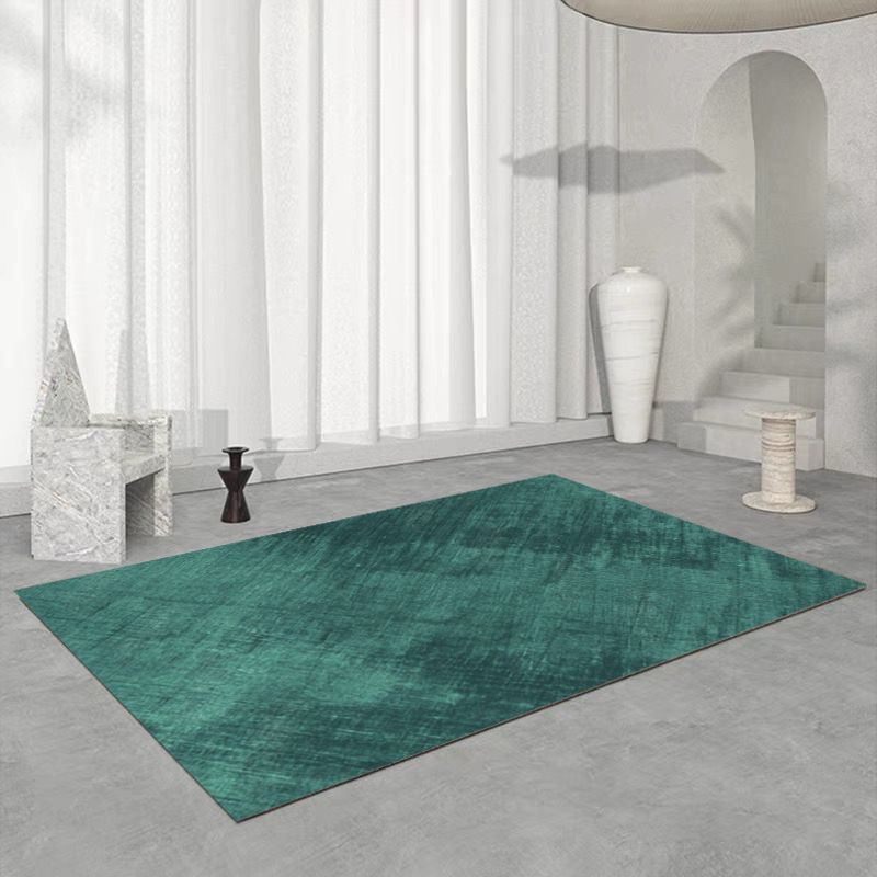 Dark Green Rug Polyester Solid Color Rug Washable Indoor Rug for Living Room
