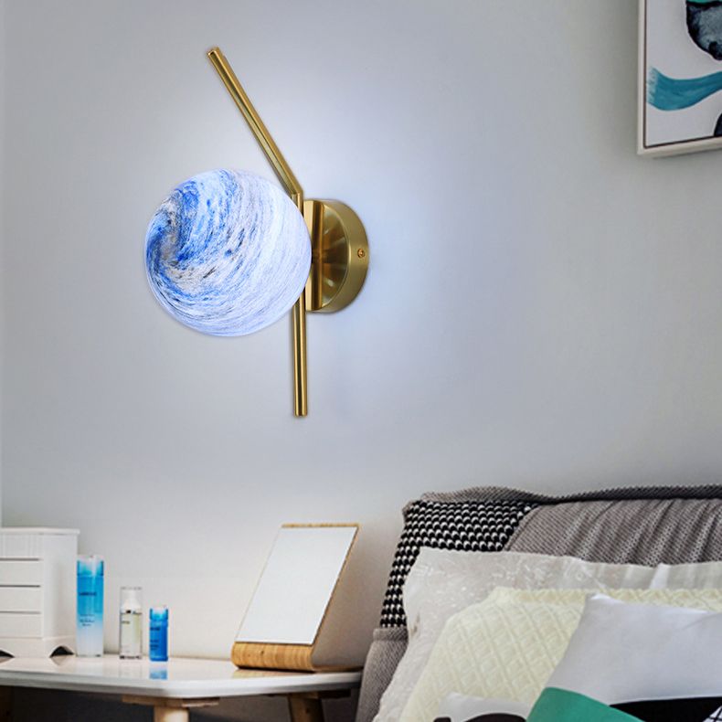 Modernism Black/Golden Wall Light Glass Shaded Lighting for Dining Room