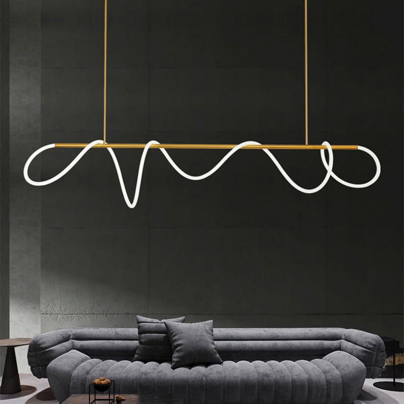 Modern Style Linear Hanging Pendant Light Silica Gel 1 Light Pendant Light Fixture