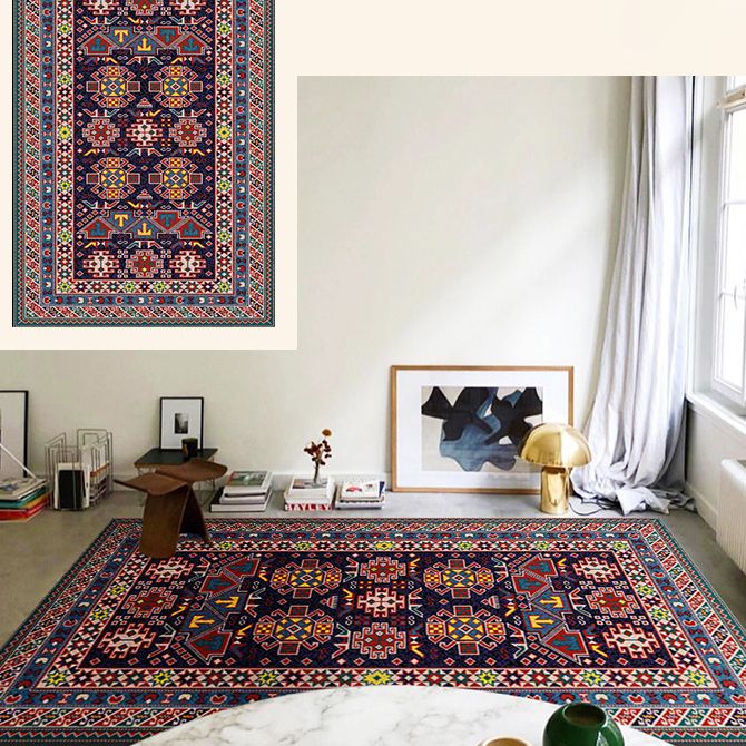 Tapis marocain de la zone marocaine aux couleurs vives Traditionnel Polyester imprimé à imprimé floral Tapis de support sans glissement pour salon