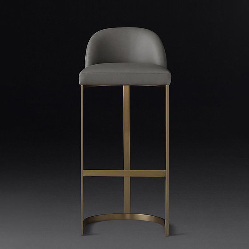 Glam Mental Leather Bar Stools Indoor Barstool with Iron Legs and Low Back