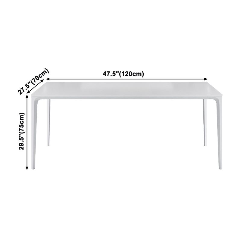 Metal Contemporary Rectangular Table White Sintered Stone Dining Table with 4 Legs