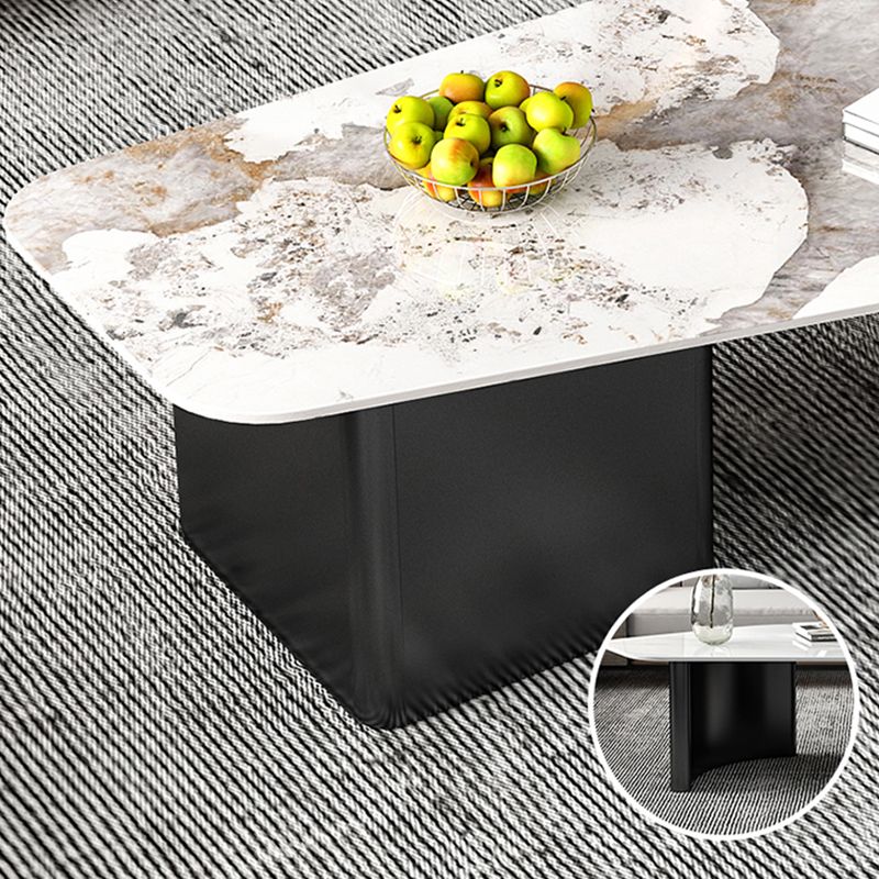 15"H Contemporary Coffee Table Stone Coffee Cocktail Table with Drawer