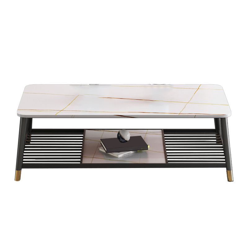 Glam Frame Coffee Table Slate Rectangular Coffee Table for Living Room