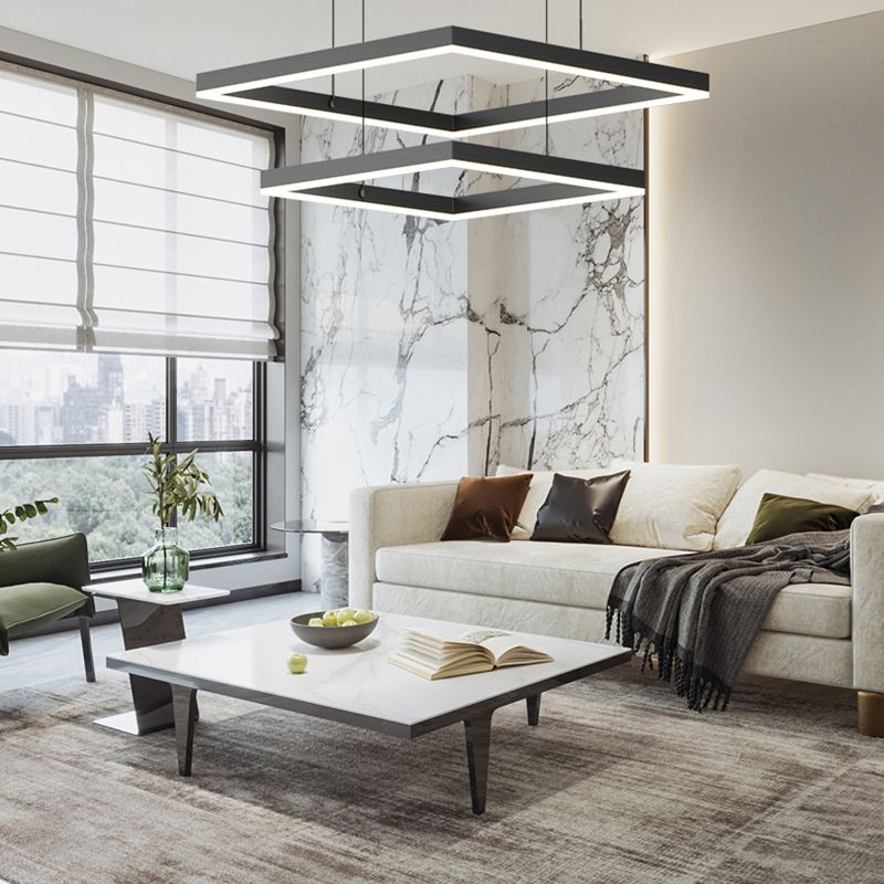 Moderne vierkante kroonluchter verlichtingsarmaturen Multi-tier hangende hanglampen