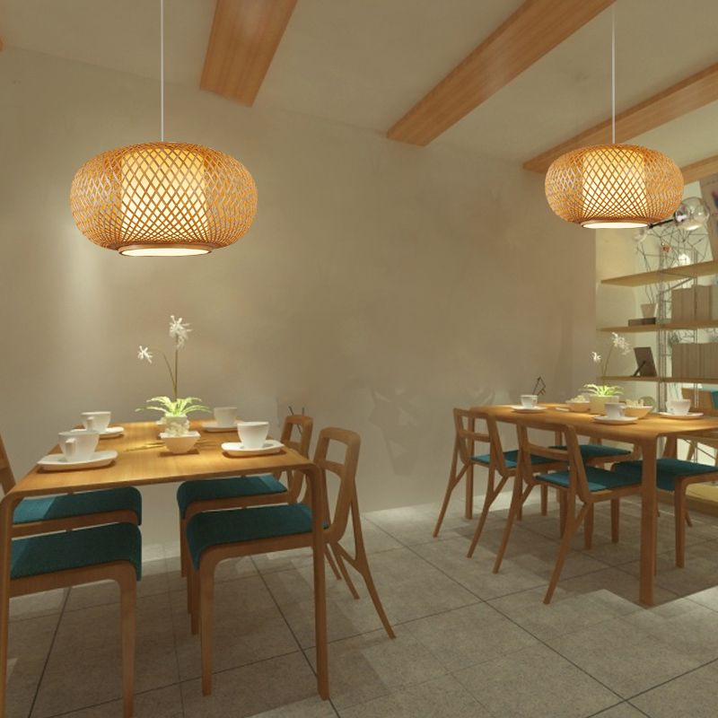 Madera/café Posaborador de calabaza Iluminación Tradicionario Bambú 1 Kit de lámpara colgante de bombillas para restaurante