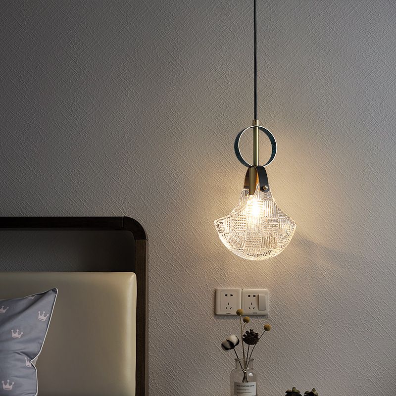 Small Crystal Glass Drop Lamp Postmodernism LED Suspension Light Fixture for Bedroom
