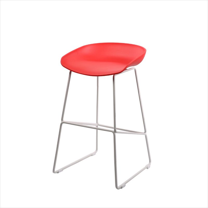 Glam Low Back Armless Bar Stool Indoor Plastic Stool with Metal Base