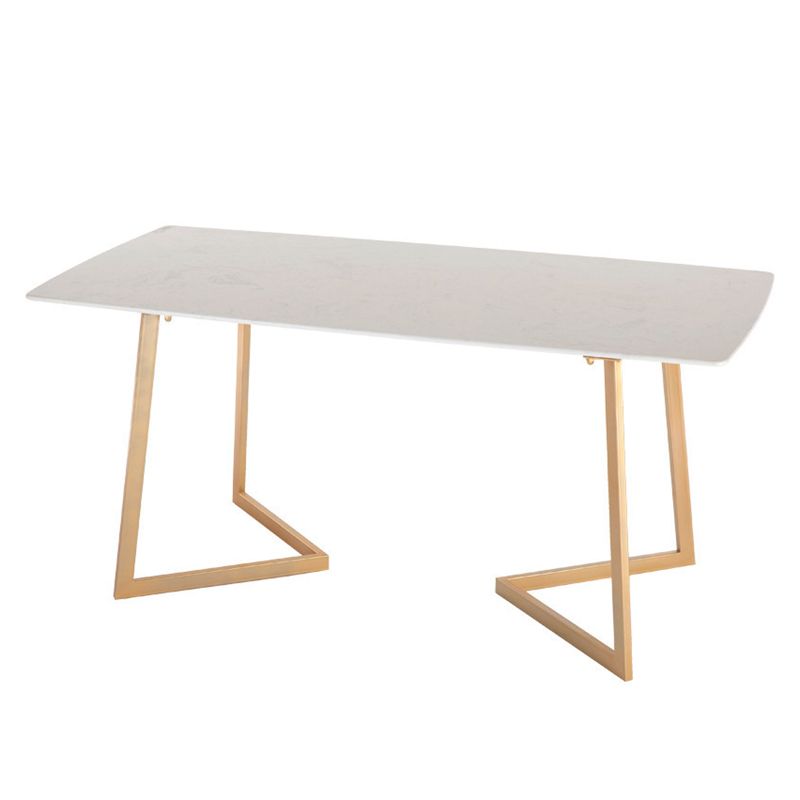 Modern Dining Furniture Set 1/5 Pcs Stone Dining Table with Metal Frame Armless Chairs