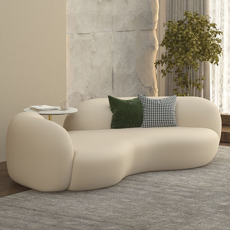 Contemporary Tuxedo Arm Sofa Fabric Loose Back Settee in White