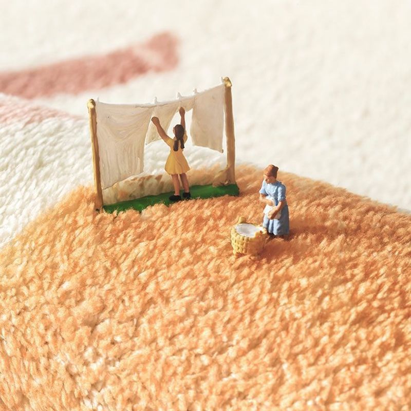 Modern Sitting Room Rug Color Block Indoor Carpet Polyester Non-Slip Backing Area Rug