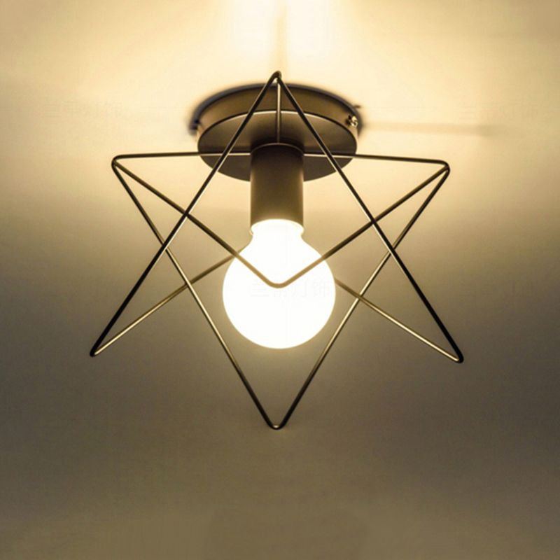 Près de Ceiling Éclairage Loft Style Geometric Metal Ceiling Light Fixture in Black