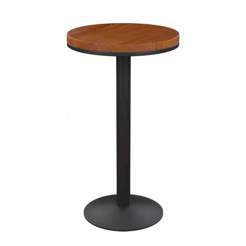 Solid Wood Top Bar Dining Table Industrial Bar Dining Table with Black Base