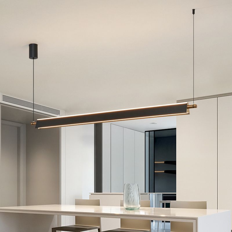 Contemporary Linear Island Lighting Fixture Simple LED Hanging Light for Dining Room