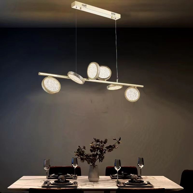 LED 5 / 6 - Light Kitchen Island Light in Gold Metal and Acrylic Ceiling Pendant