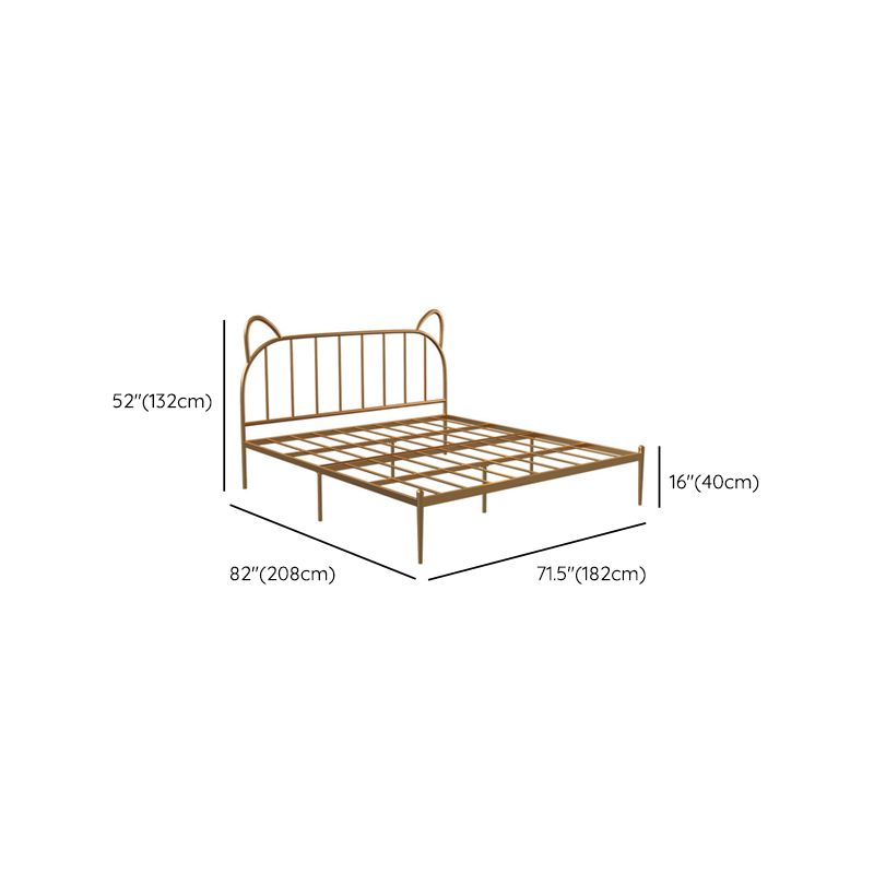 Glam Iron Open-Frame Bed with Spindle Headboard Solid Color in Gold