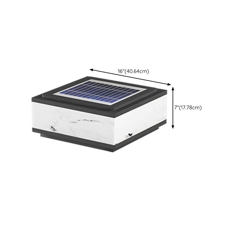 Metal Geometric Shape Outdoor Light Modern 1 Light Solar Pillar Lamp in Black