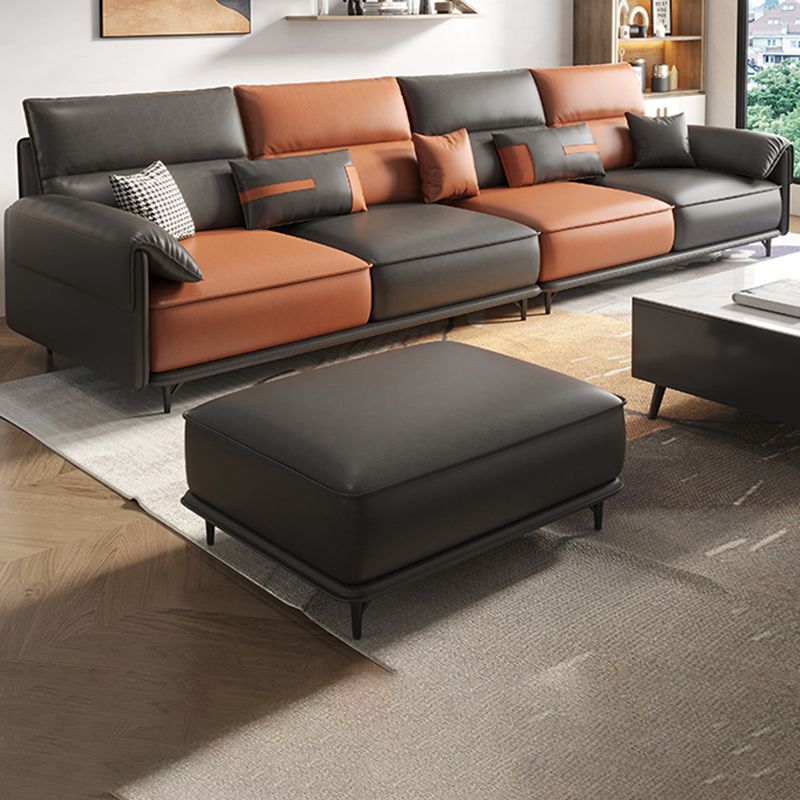 Glam Sewn Pillow Back Pillow Top Arm Living Room Faux Leather Sofa