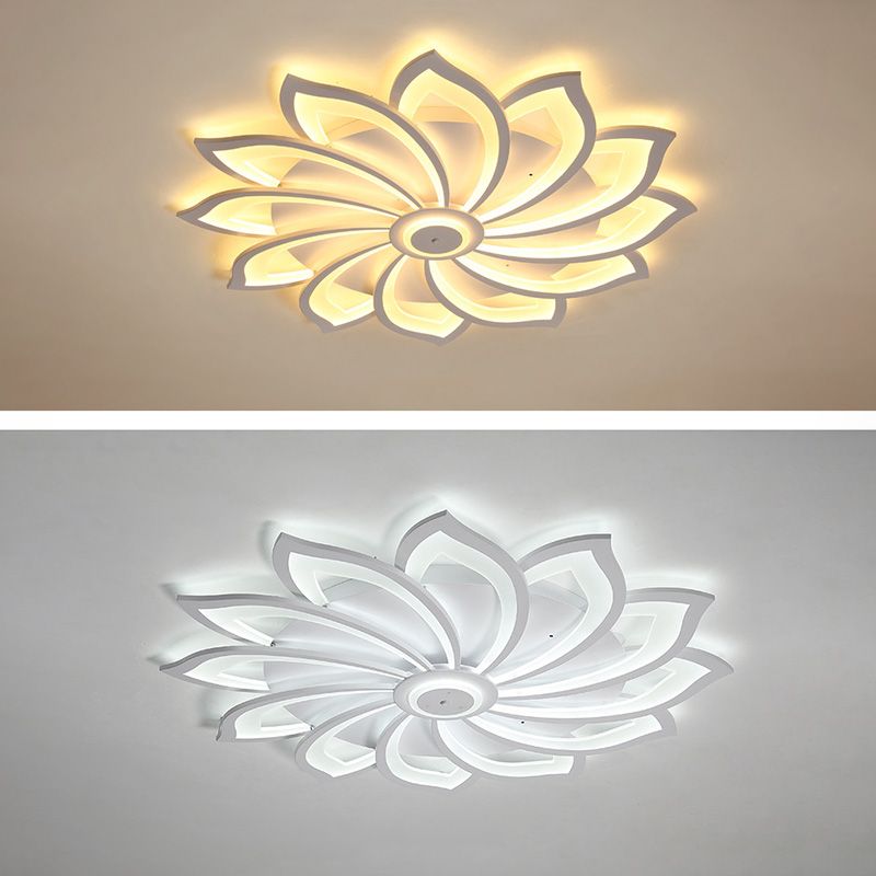 Flower Semi Flush Mount Light Fixture Simplicity Acrylic Ceiling Mount Chandelier for Bedroom