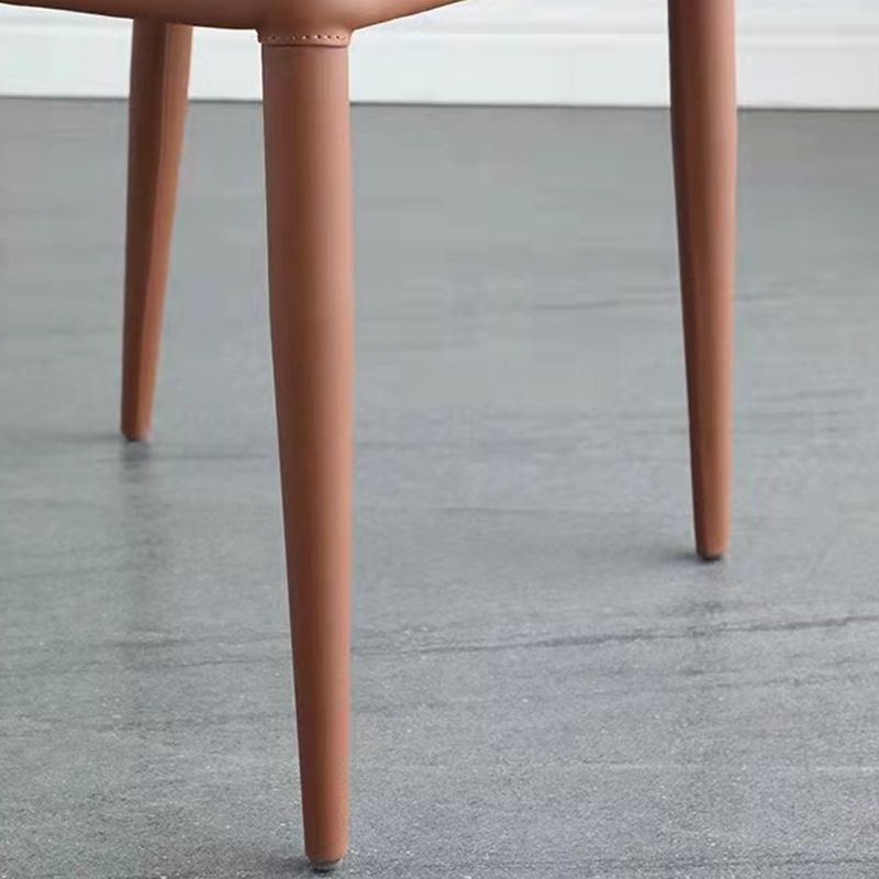 Modern Style Metal Dining Chair Faux Leather Armless Dining Room Chair for Home Use