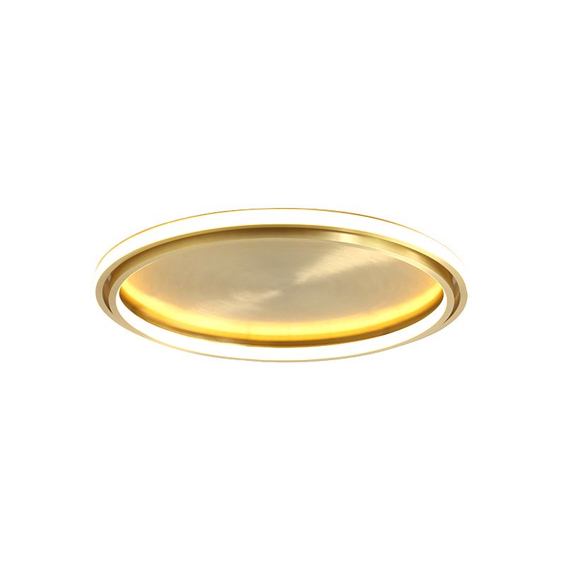 16"/19.5" Wide Modern Circle Flush Mount Lighting Metallic LED Bedroom Ceiling Flush in Gold