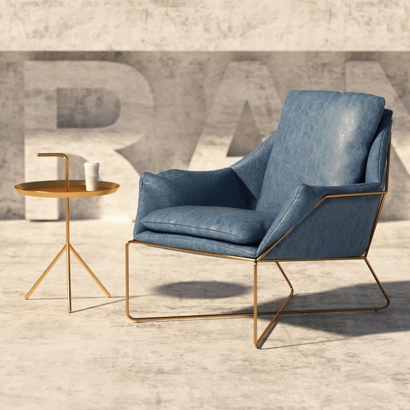 27.56" Wide Scandinavian Style Accent Armchair Cross Metal Frame Arm Chair