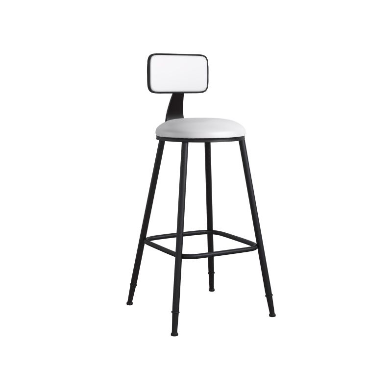 Modern Backrest Armless Counter Stool Iron Cafe Bar Stool with Leather Cushion