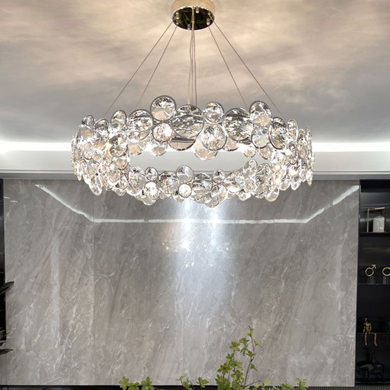 Post Modern Style Crystal Island Light Clear Simplicity Hanging Light per sala da pranzo