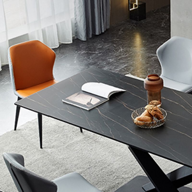 Modern Simple Dining Table Rectangle Dinner Table with Metal Base for Dining Room