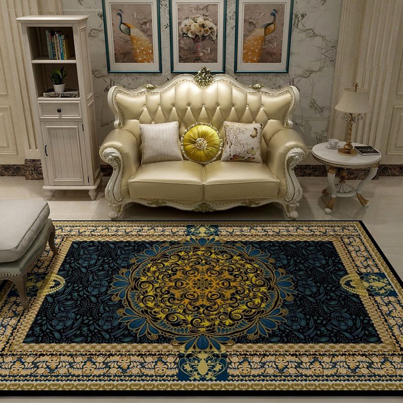 Multi-Colored Moroccan Rug Synthetics Jacquard Pattern Rug Washable Stain Resistant Non-Slip Carpet for Lounge