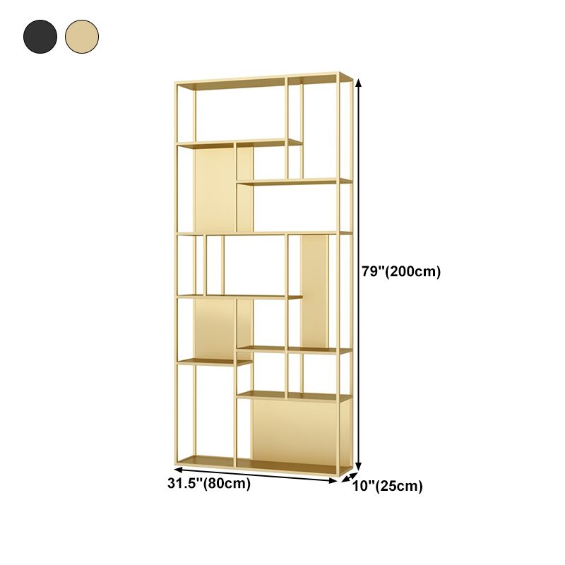 Home Office Etagere Bookcase Modern Metal Bookshelf with Rectangle Shelves