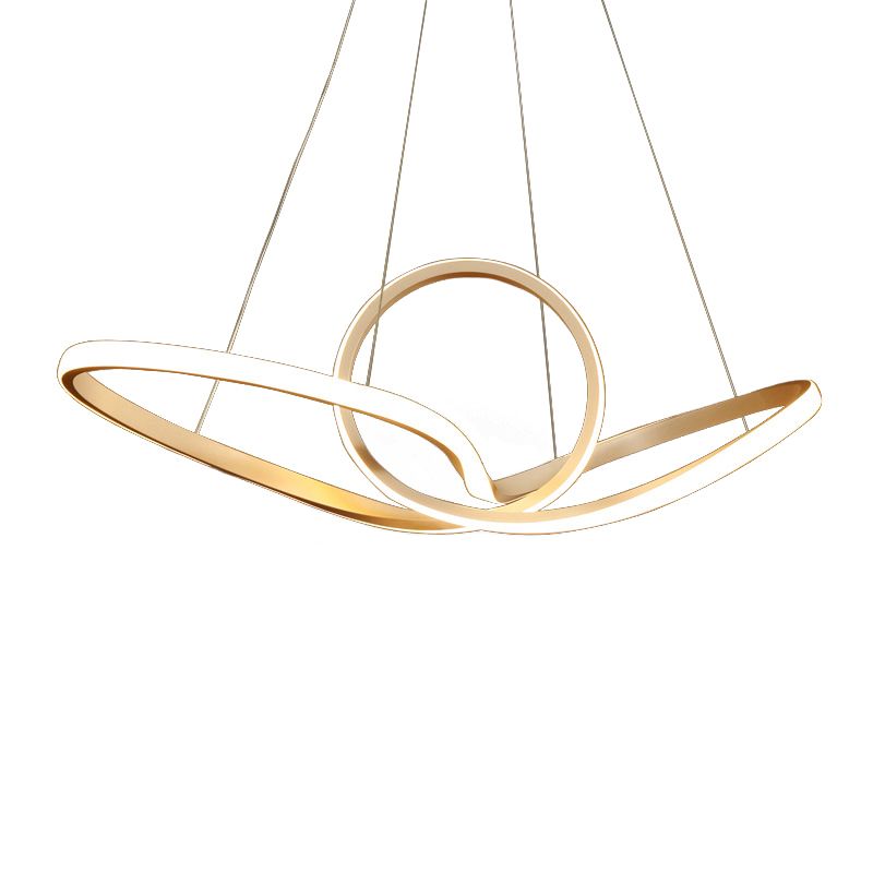 Acrylic Twist LED Suspension Light Nordic Style Gold Chandelier Light for Living Room
