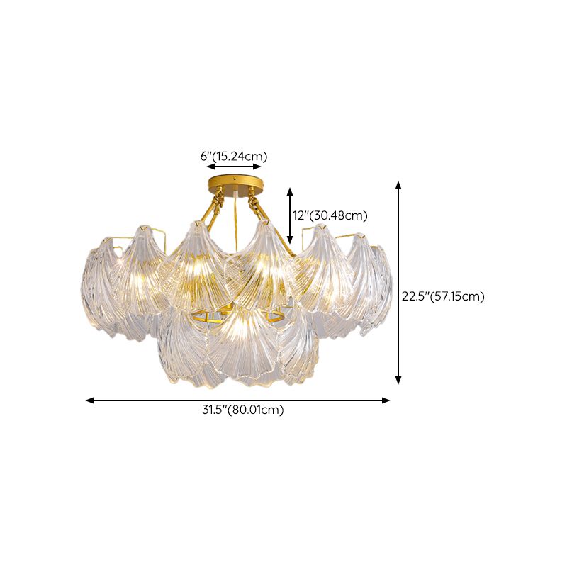 Modern Metal Ceiling Light Geometric Shape Hanging Lamp with Shell Shade for Living Room