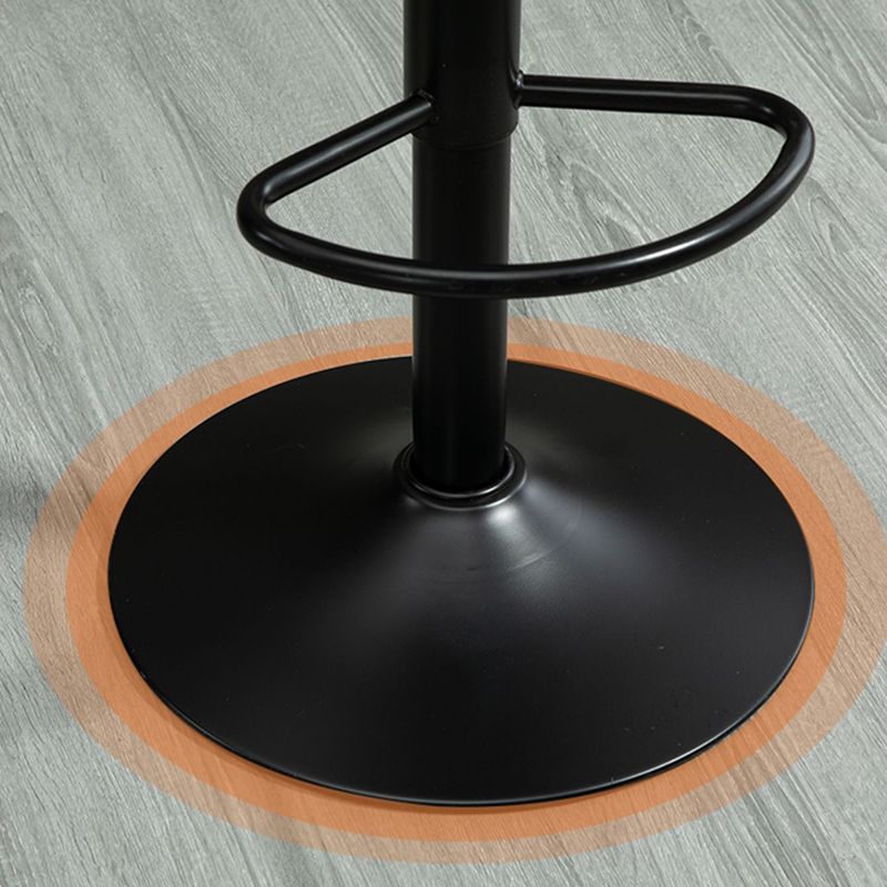 Contemporary Metal Barstool Faux Leather Footrest Stool Adjustable in Matte Finish