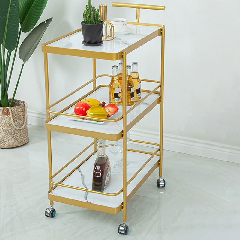 Modern 34.65"H Rolling Prep Table Rectangular Metal Prep Table for Home Use