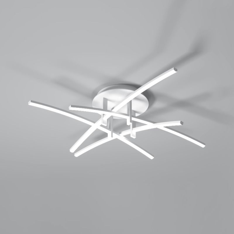 Style simple linéaire Semi Flush Fush Multi-Head Bedroom Plafond Éclairage avec une teinte acrylique