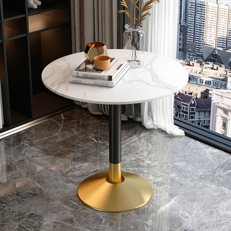 Round Sintered Stone Top Table Contemporary Metal Base Dining Table