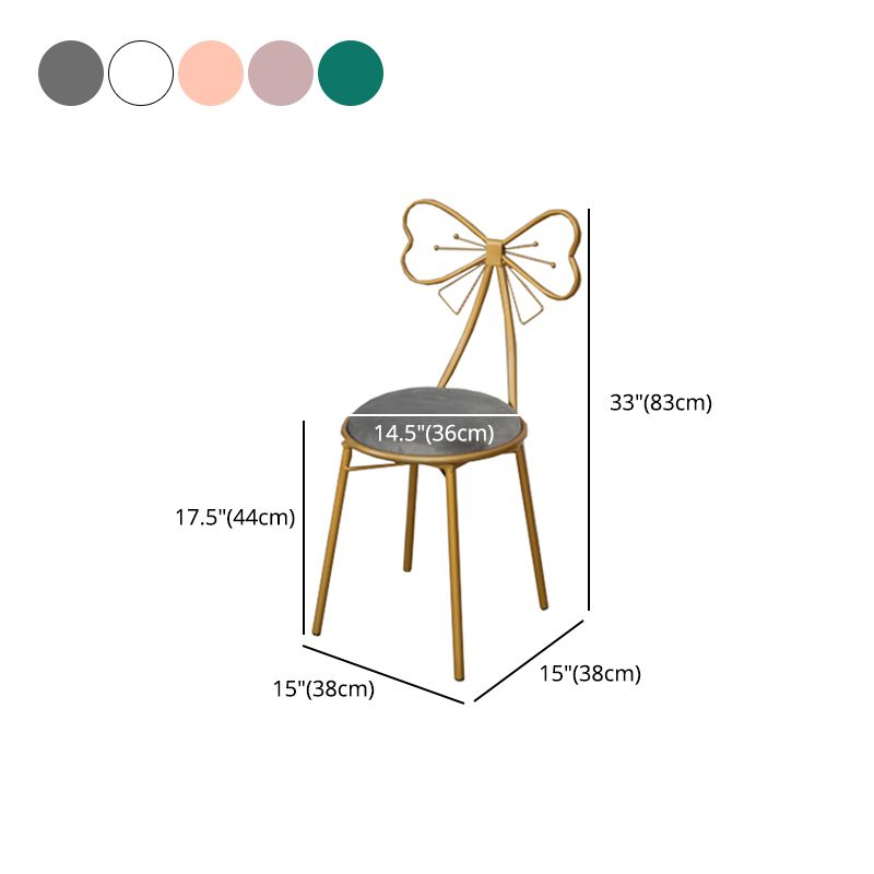 Glam Armless Backrest Counter Stool Iron Dessert Shop Bar Stool with Cushion and Pedal