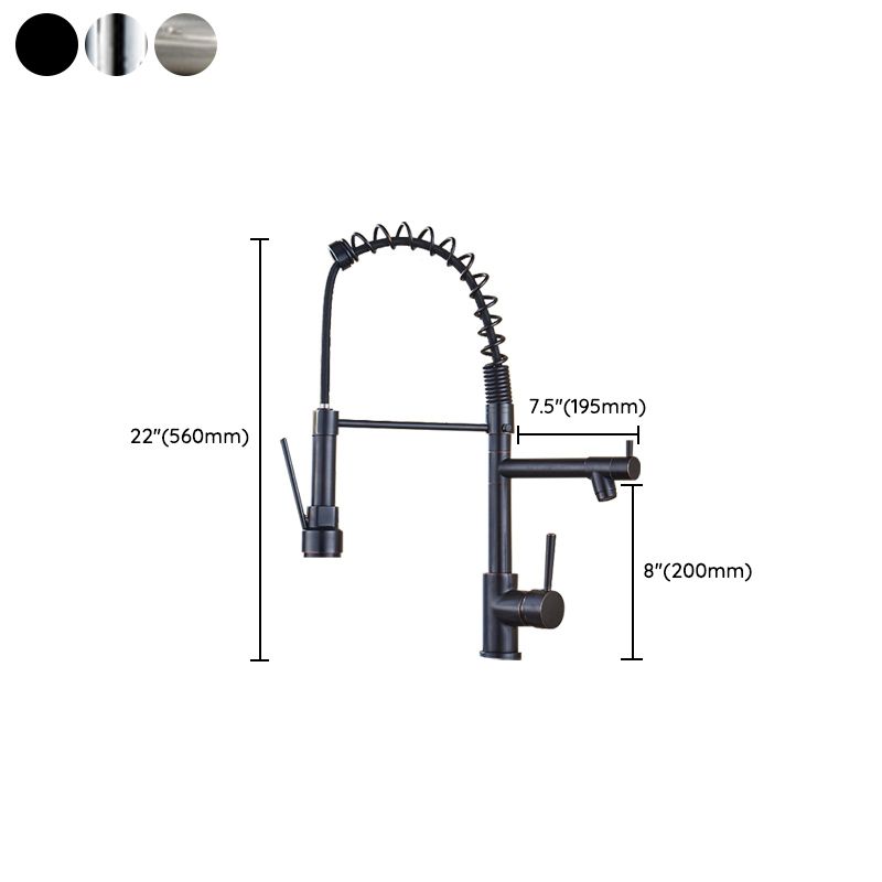 Swivel Spout Kitchen Sink Faucet Spring Spout with Pull Out Sprayer