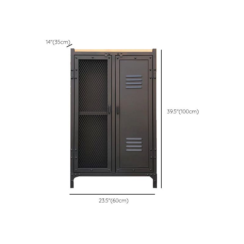 Industrial Style 39.4" Tall Chest 2 - Door Iron Accent Cabinet in Black