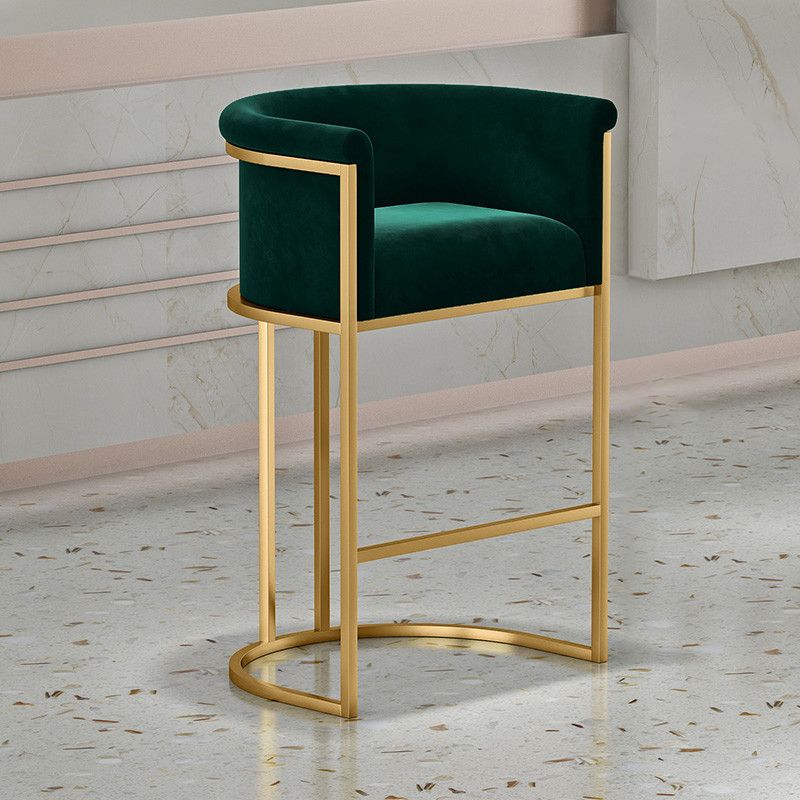 Glam Low Back Dining Stools Bucket Bar Stools with Metal Legs