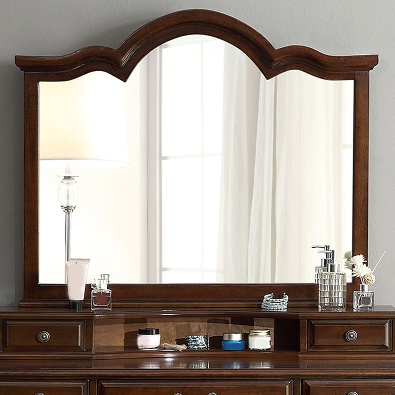 Traditional Makeup Vanity in Brown Rubber Wood Dressing Table