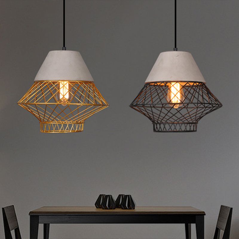 Drahtkäfig Schatten Anhänger Beleuchtung Urban Retro 1 Light Restaurant Hanging Lamp mit Zementoberteil