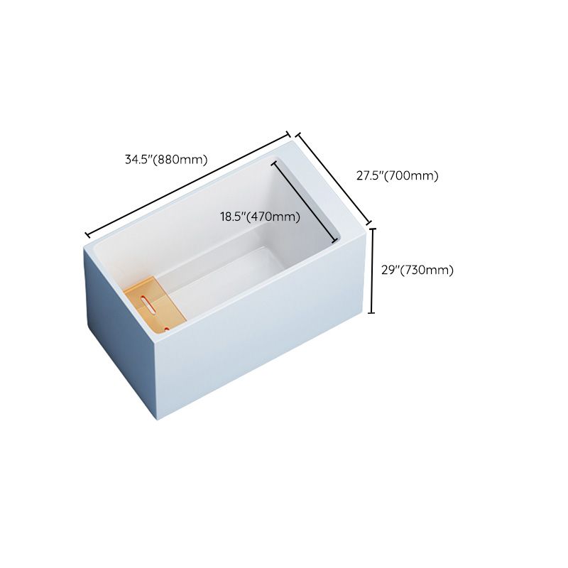 Modern White Rectangular Bathtub Acrylic Back to Wall with Drain Bath Tub