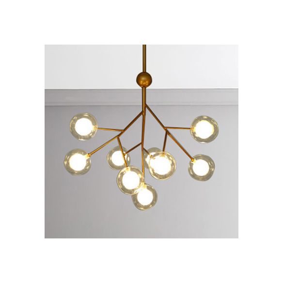 Branching Chandelier Light with Clear Glass Ball Shade Modern Style 9/27 Bulbs Black/White Ceiling Light Fixture