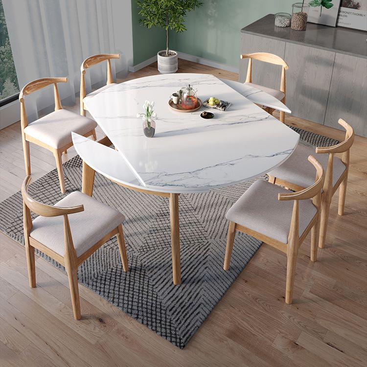 Modern Sintered Stone Dining Table Round Dining Room Table with 4 Legs